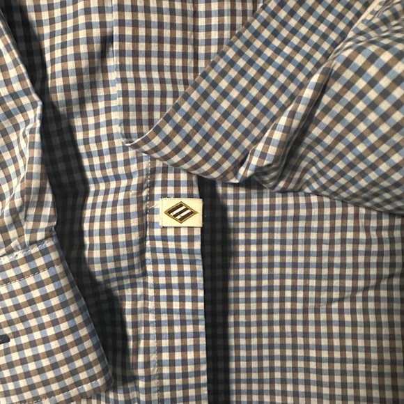 Joseph Abboud Long Sleeve Blue Brown Plaid Button Shirt Size L - Picture 3 of 8